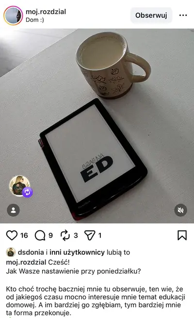 Post z ebookiem Czas na ED na czytniku